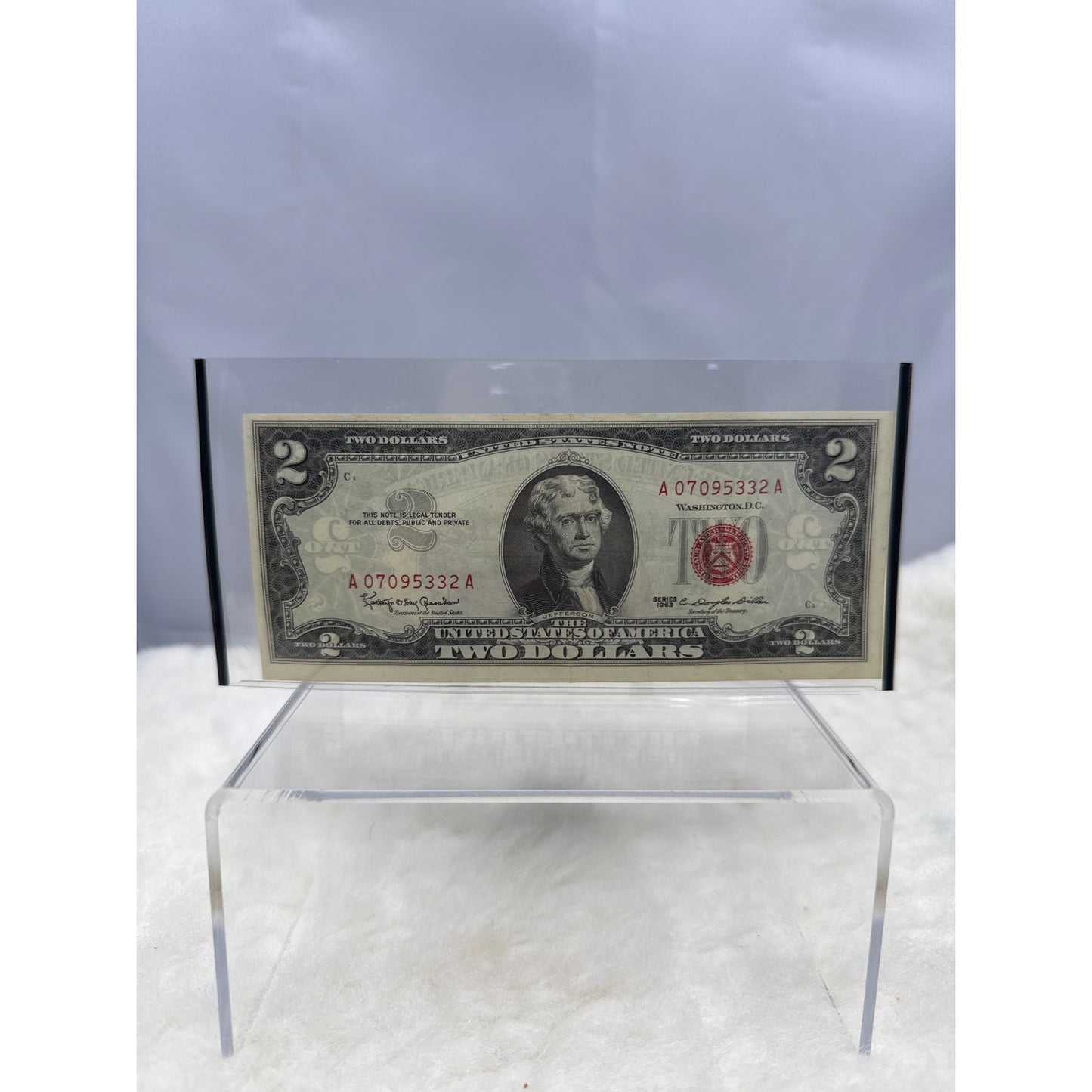 Paper Currency Bank Note USA Paper Money $2 Series 1963 Birthday 07/09/53