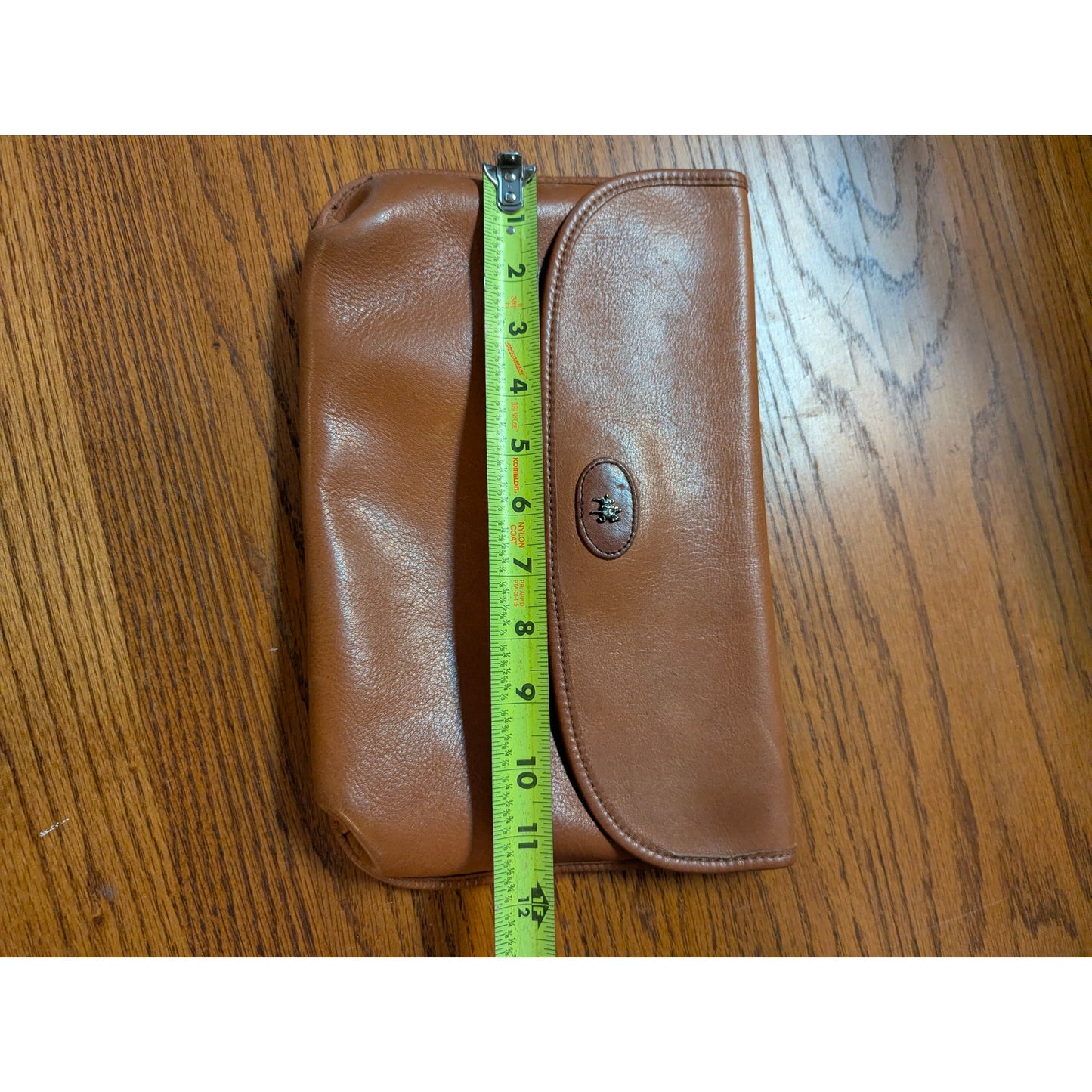Vintage Mark Cross Tan Leather Minimalist Envelope Turnlock Clutch Bag