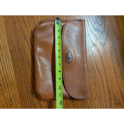 Vintage Mark Cross Tan Leather Minimalist Envelope Turnlock Clutch Bag