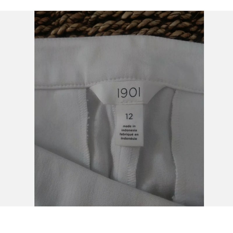 Nordstrom 1901 Pants 12 NWOT Stretch Ankle Skinny White Slimming Fit CottonBlend