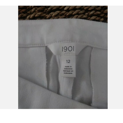 Nordstrom 1901 Pants 12 NWOT Stretch Ankle Skinny White Slimming Fit CottonBlend