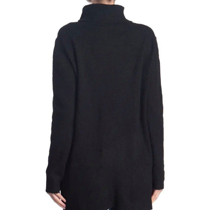 NWT Sweet Romeo Abstract Rib Turtleneck High Low Tunic Sweater in Black Sz Small