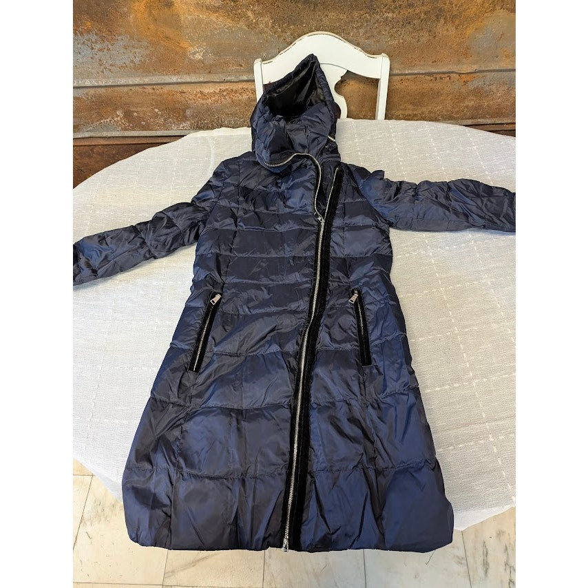 T. Tahari Winter Long Puffer Down Coat Outerwear SMALL NEW JACKET Mystic Blue