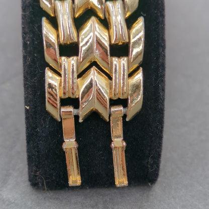 Vintage Fashion BRACELET 7" Textured Gold-Tone Chunky Chevron Link MobWife