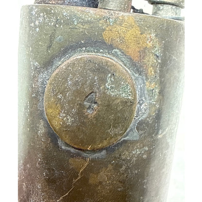 Vintage Solid Brass Cylindrical Trench Style Table Lighter Stamped #4 Industrial