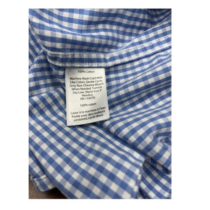 Vineyard Vines Shirt Boys Large 16 Whale Button Up Gingham Plaid Blue White