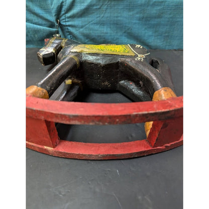 Antique Primitive Folk Art Painted Wood Rocking Horse Wanderer Romani 12” Wide