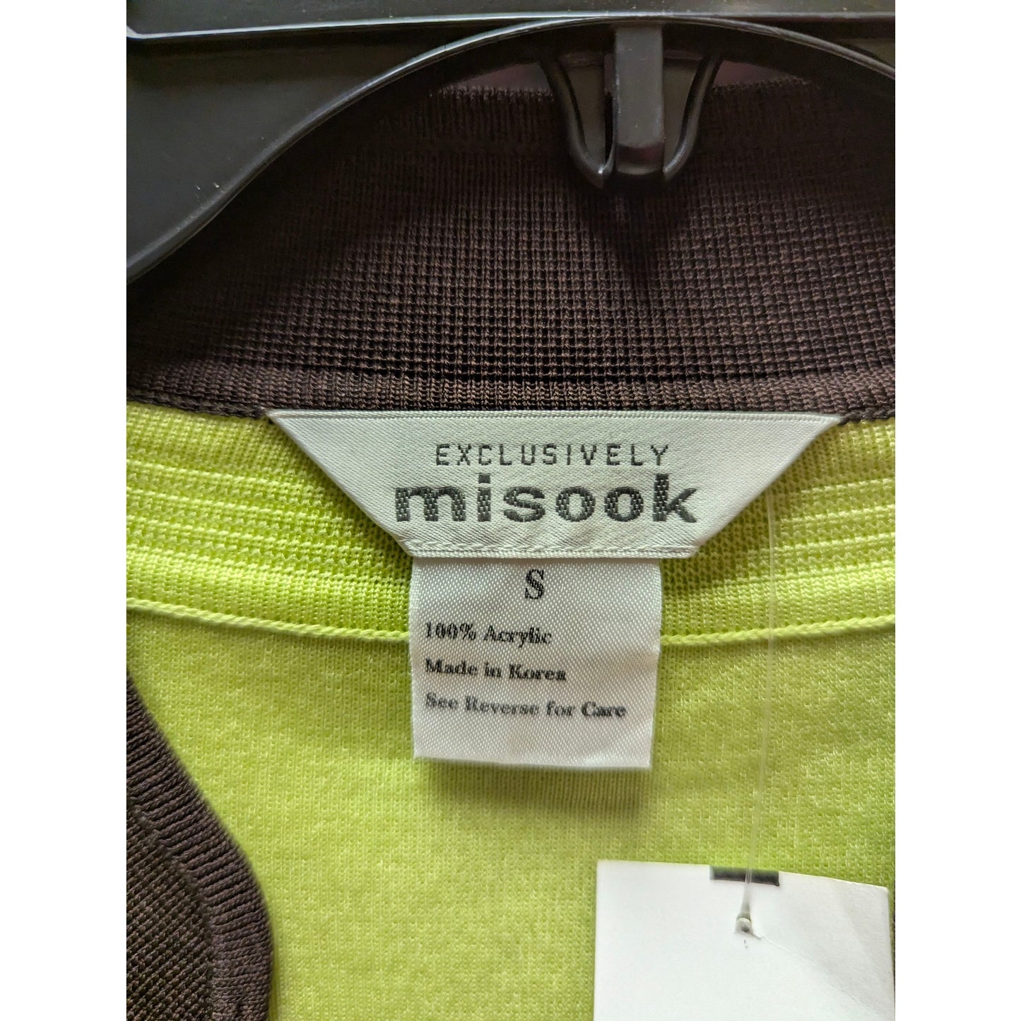 Exclusively Misook Lime Green Contrast Knit Cardigan Jacket NWT Luxury Workwear
