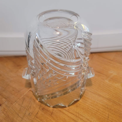 Bohemia Crystalex Czech Crystal Ice Bucket gold trim handles Vintage barware