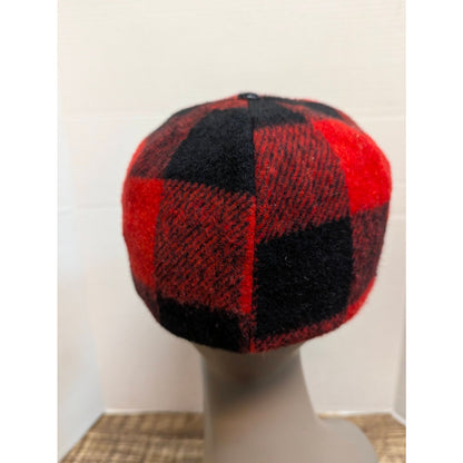 Vintage Red Black Buffalo Plaid Flap Cap Hat Retro Hunter Hunting Outdoor
