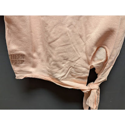 SOUTHERN GIRL PREP light Peach NEW sweatshirt short sleeve tie front crassback