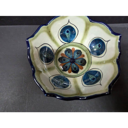 Lotus Palopo Salsa serving Bowl hand painted Guate Mayanke