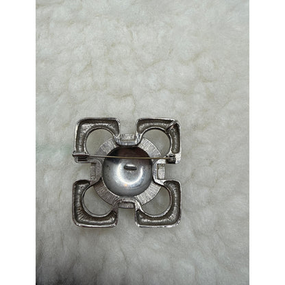 Geometric Quatrefoil design Sterling Silver Brooch Pin Pendant Modernist MCM 60s