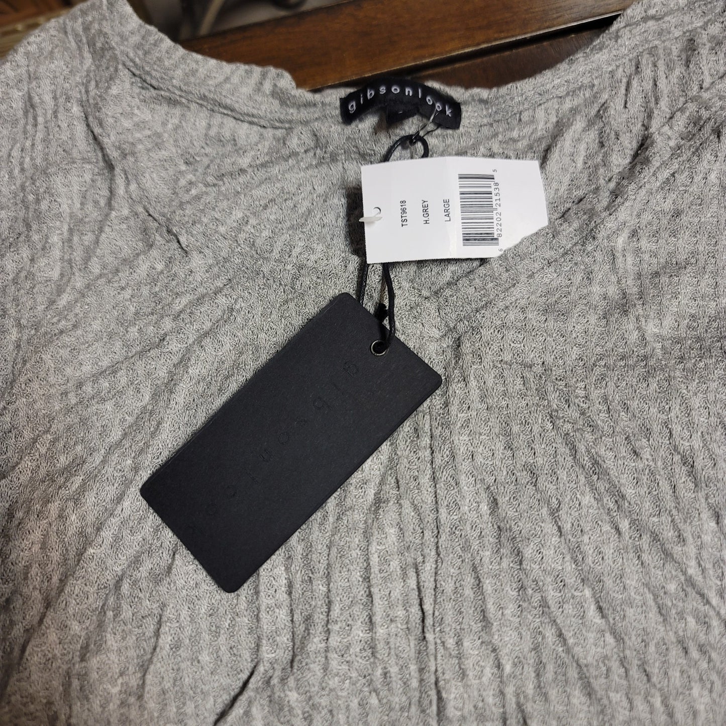 Gibsonlook High Low Heather Grey Long sleeve lightweight Top blouse Women Large