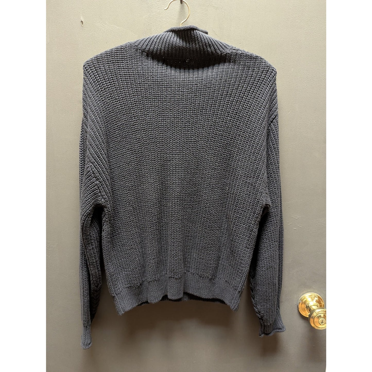 Abound Size Medium NAVY BLUE Cotton sweater mock neck long sleeve knit