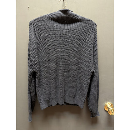 Abound Size Medium NAVY BLUE Cotton sweater mock neck long sleeve knit