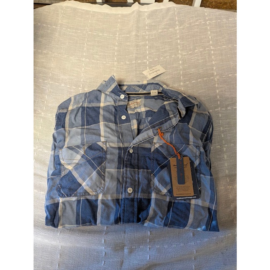 Weatherproof Burnout Plaid Print Regular Fit Flannel Shirt Long Sleeves Small