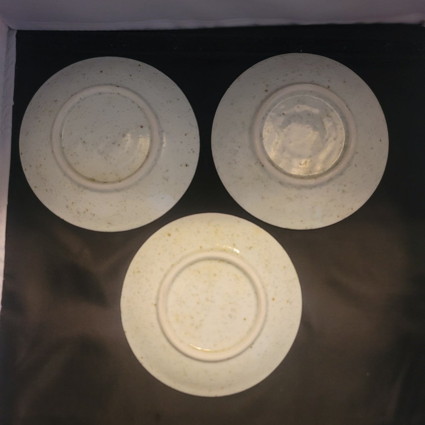 Vintage Japanese Studio Pottery Bamboo Plates Set 3 Mid-Century Organic Modern