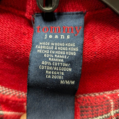 Tommy Jeans Vintage Red Plaid Mock Neck Sleeveless Sweater Vest Size Medium Y2K