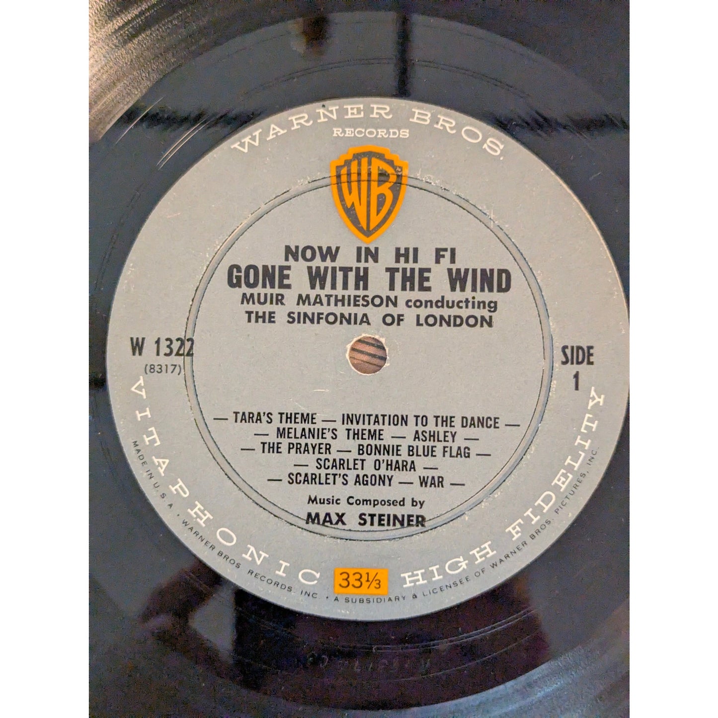 Vintage Gone With The Wind Muir Mathieson Warner Bros. W 1322 Mono Vinyl LP