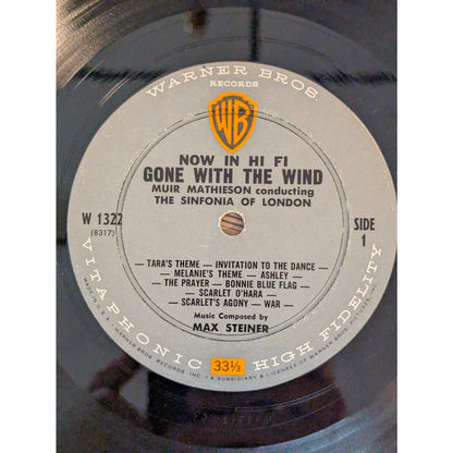 Vintage Gone With The Wind Muir Mathieson Warner Bros. W 1322 Mono Vinyl LP