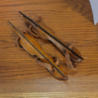 Vintage J. Nooitgedagt & Zonen Akkrum Wooden Ice Skates Dutch Antique Pair