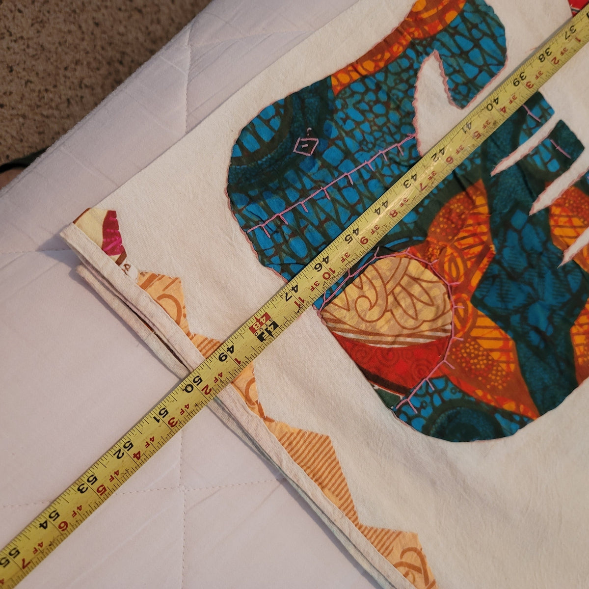 Orange cream elephant tye dye Hand sewn queen full blanket coverlet lightweight