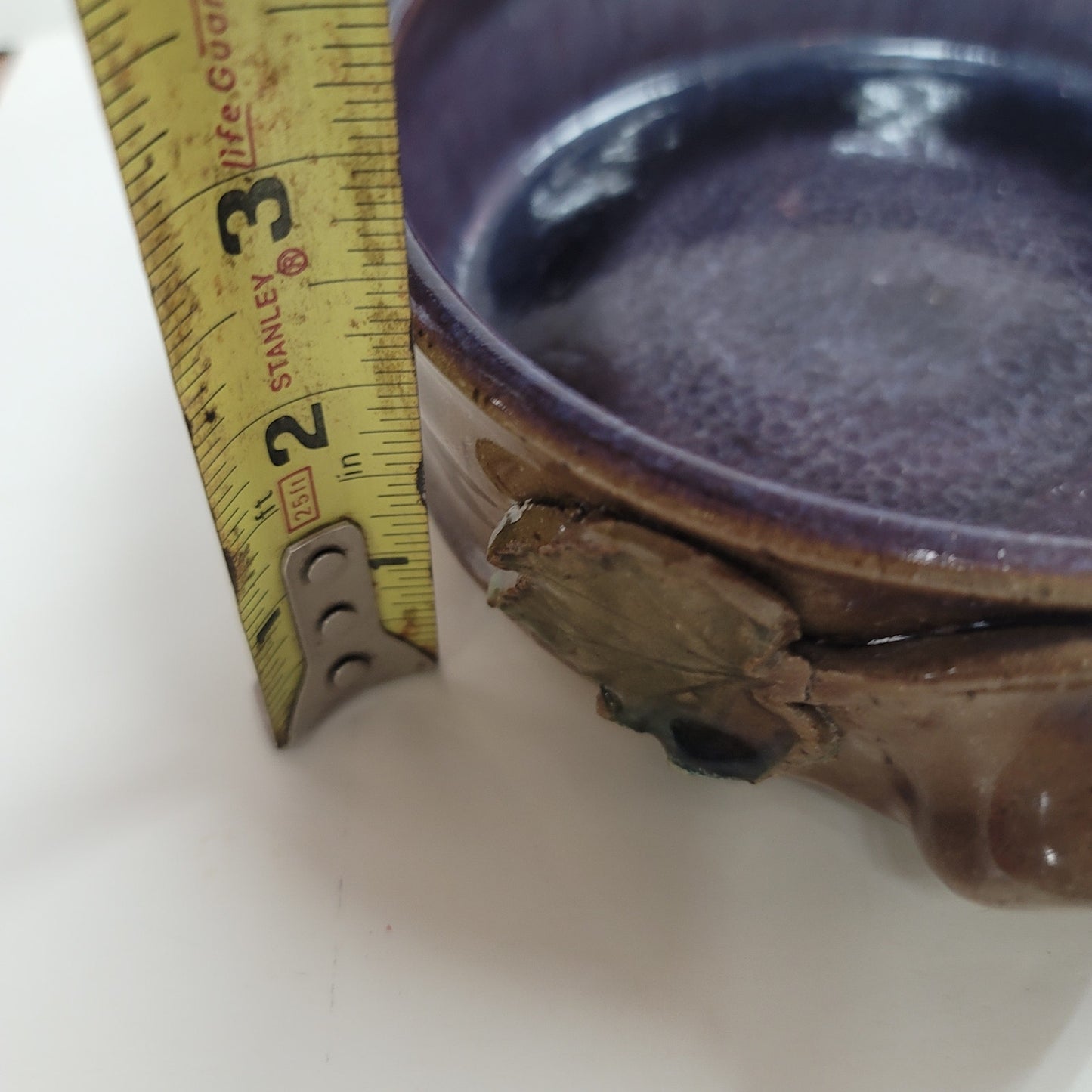 Art pottery 8" Handthrown double handle bow signed Douglas 08 Blue Earthtones