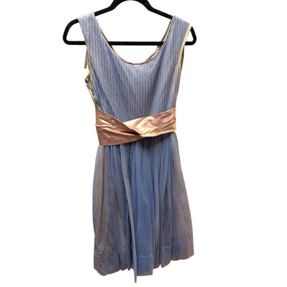 xs/small Vintage 1950s Regency Chiffon Party Dress Two Tone Blue Pink Cumberbund