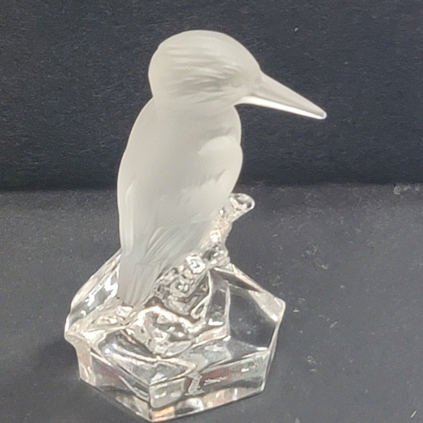 Nachtmann Goebel KINGFISHER BIRD frosted clear Glass Figurine Signed 24% Lead
