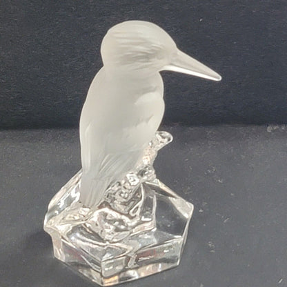 Nachtmann Goebel KINGFISHER BIRD frosted clear Glass Figurine Signed 24% Lead
