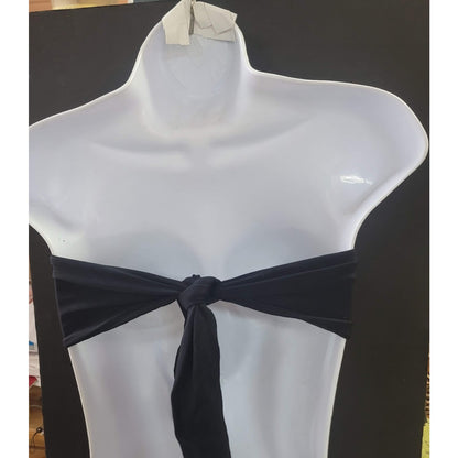 Blue Sky NEW Bandeau Side Bone Swim Top Lined Tieback NipPads BLACK SMALL