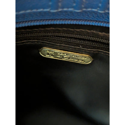 Vintage Anne Klein Blue Leather Minimalist Shoulder Bag Clutch Shoulder Strap