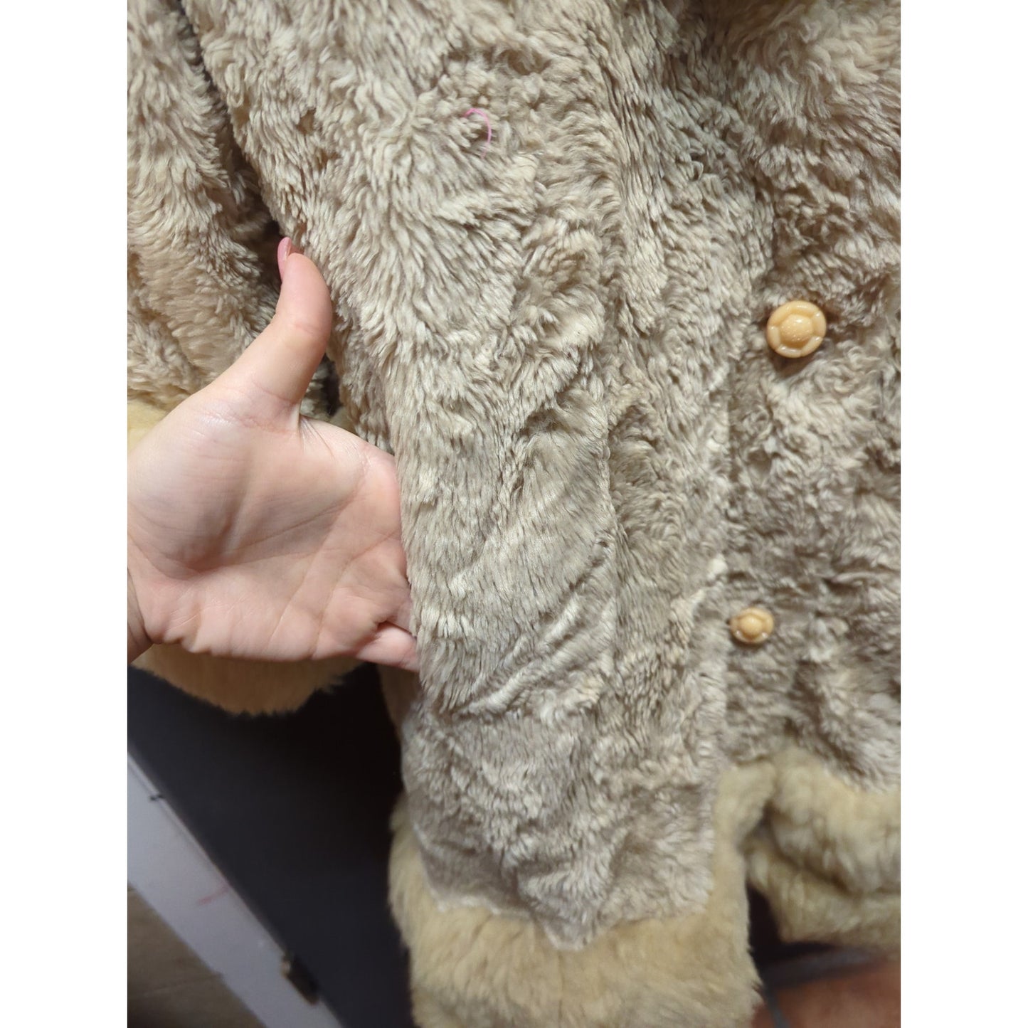 Mob Wife Luxe Sears Fashion Faux Fur Coat Cream Salmon Satin Liner