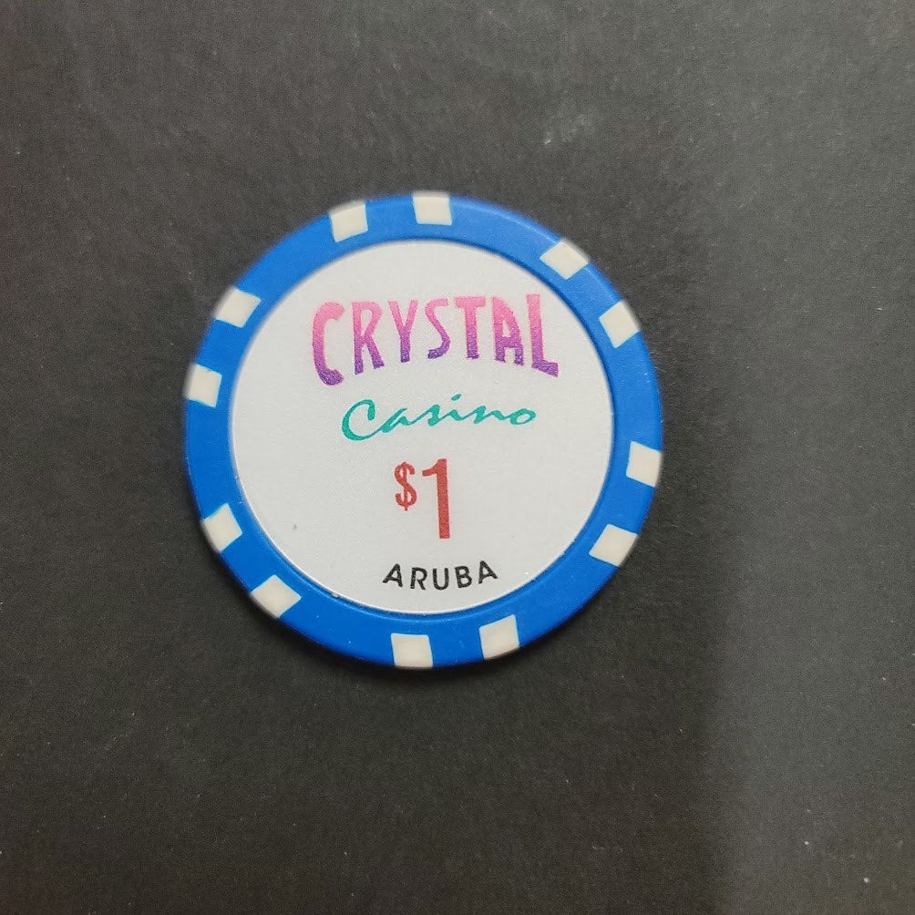 Casino Chip CRYSTAL CASINO ARUBA $1 blue gaming