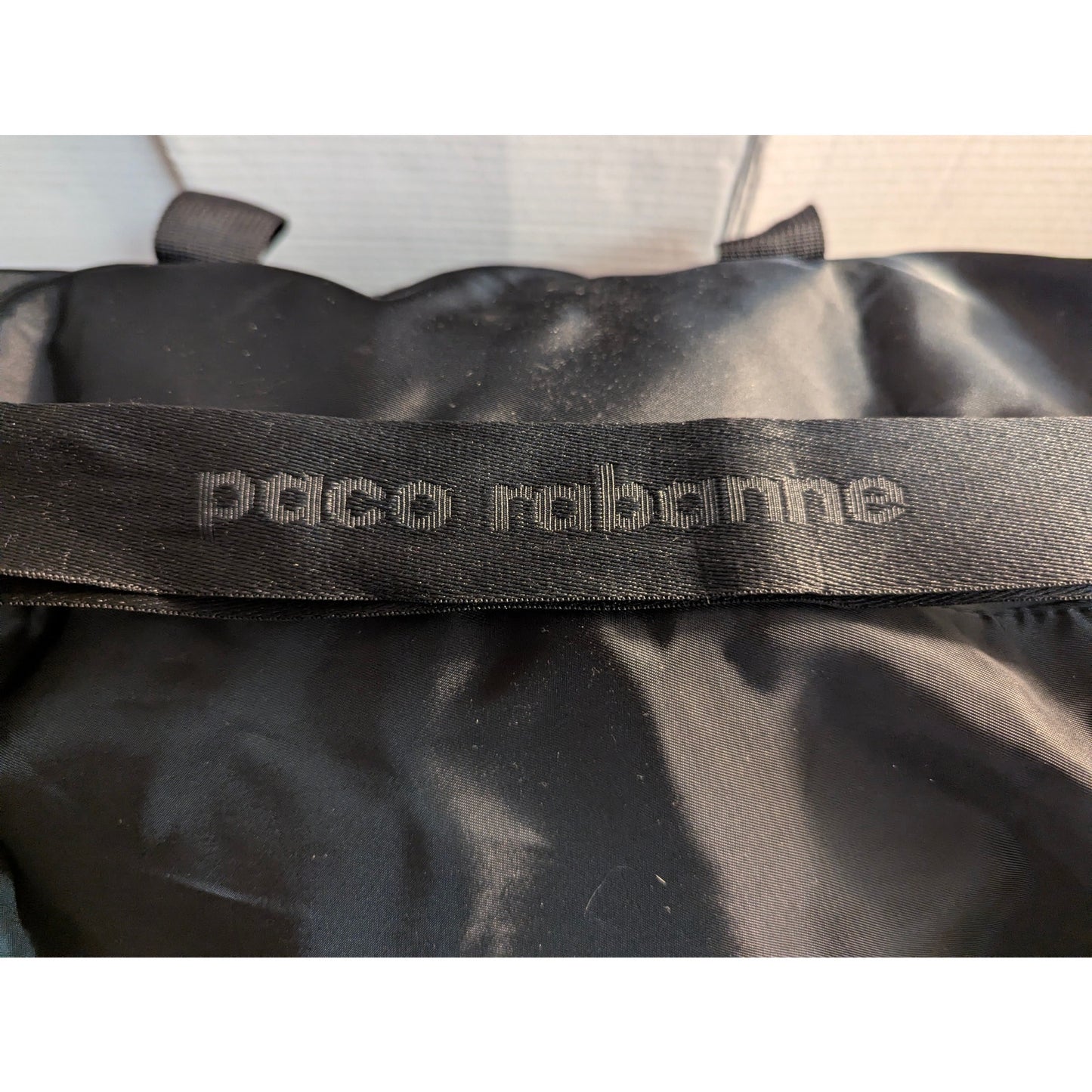 Vintage Paco Rabanne Black Duffle Bag Travel Carry On Weekender Nylon Bag