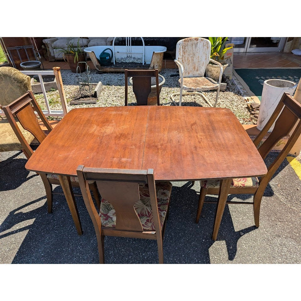 SECONDHAND SANDIES: MCM 1960s Dining Table with 4 Chairs and leaf. wood