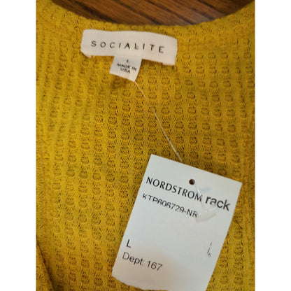 Socialite NWT Mustard Yellow Ribbed Racerback Tank Top Large Boho Festival Vibes