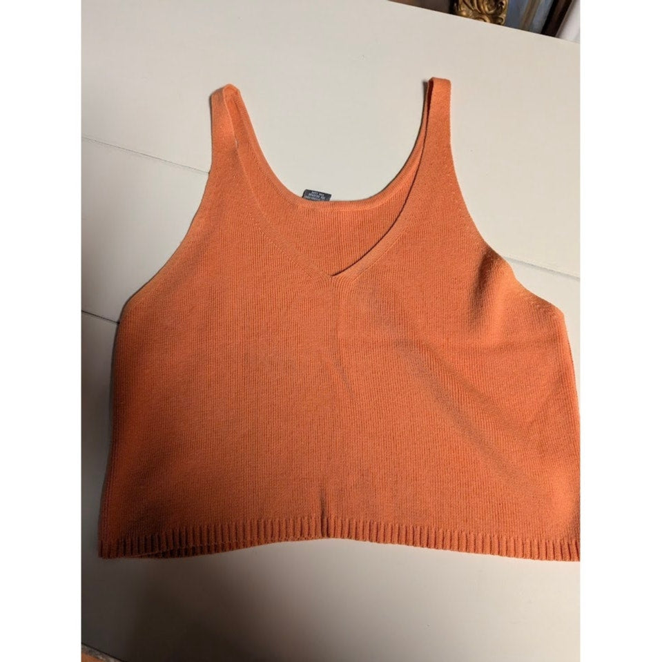 Wet Seal Small Orange Crop Top knit Size Small y2K Summer Layering Boho