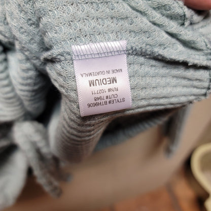 Gibsonlook wintersage Green Hoodie kangaroo pocket Waffle Weave Shirt Medium Top