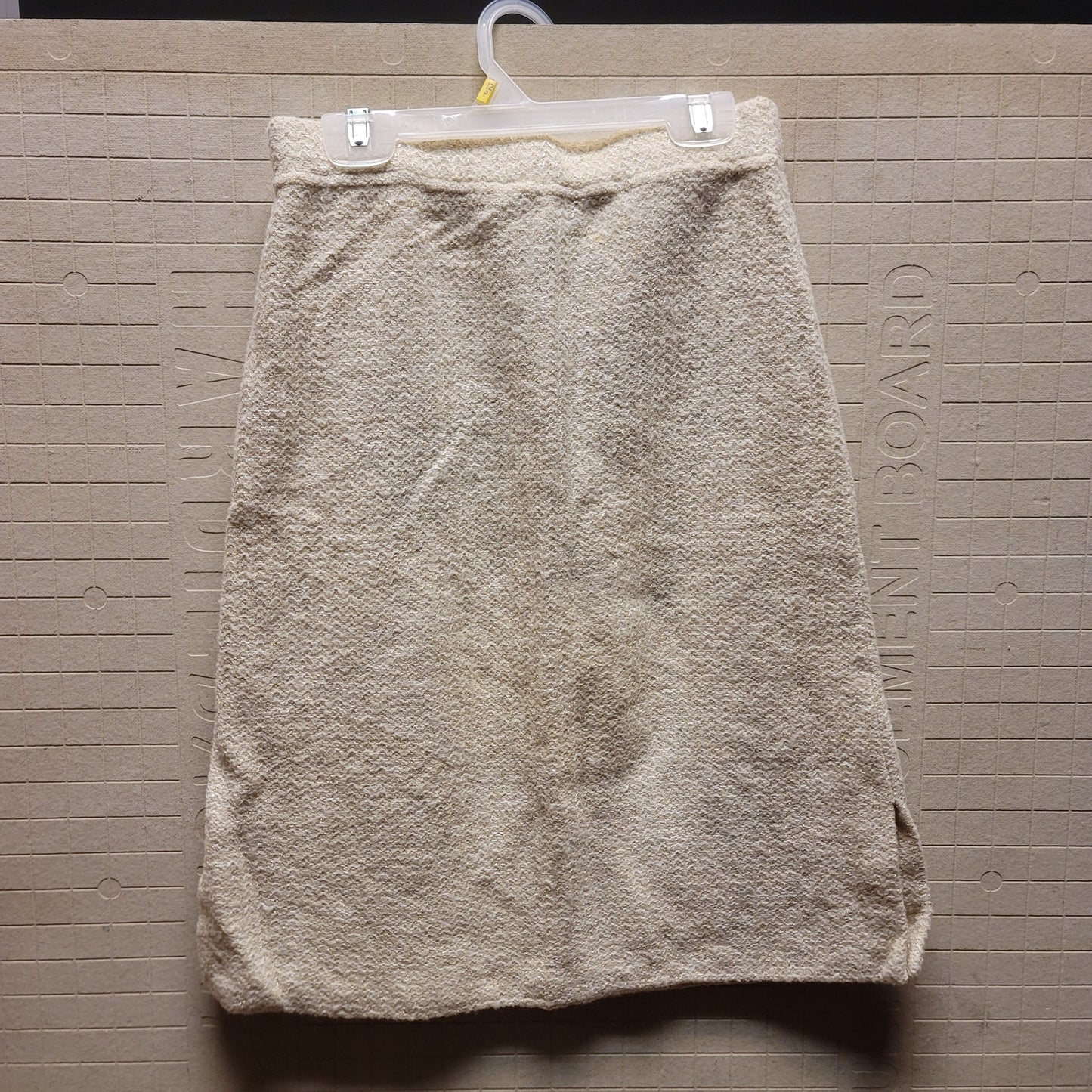 St John NEW Skirt Tweed Racking Stitch Cream Small Double Slit Career Separate