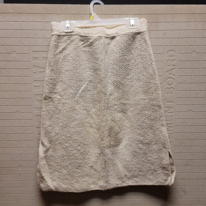 St John NEW Skirt Tweed Racking Stitch Cream Small Double Slit Career Separate