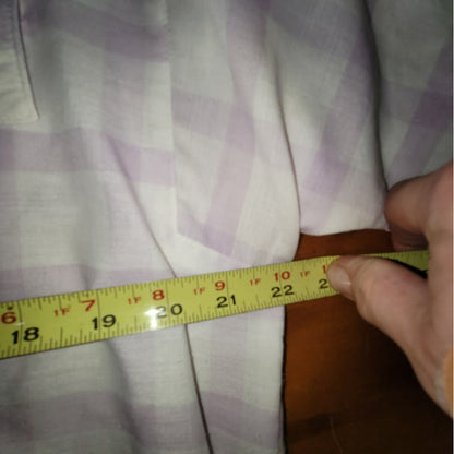 Vintage Purple Plaid Pockets Split Hem Shirt 70s Bye-Bye! Large Lightweight