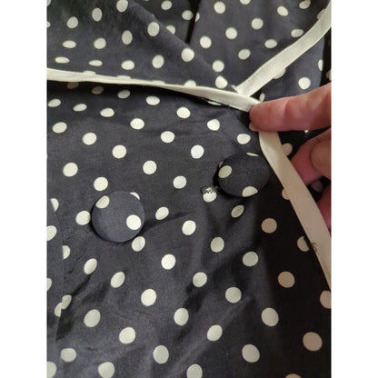 Young Edwardian Vintage Polka Dot Scalloped Vest Blouse XS Black White Coquette
