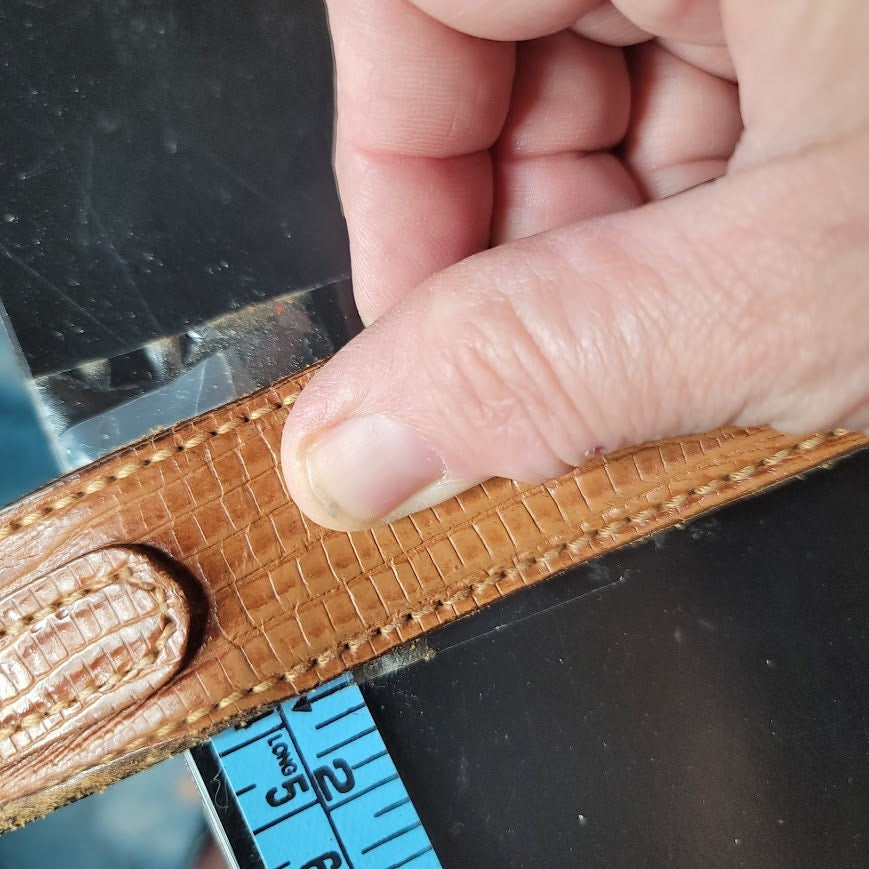 Vintage Dun Dee Brown embossed Snake Ranger Belt Overlay strap gold Size 44