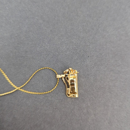 Vintage Fashion Gold-Tone Miniature Golf Bag Pendant Necklace