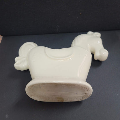 MCM HORSE  rocking vase cream planter Pony saddle reins mid century