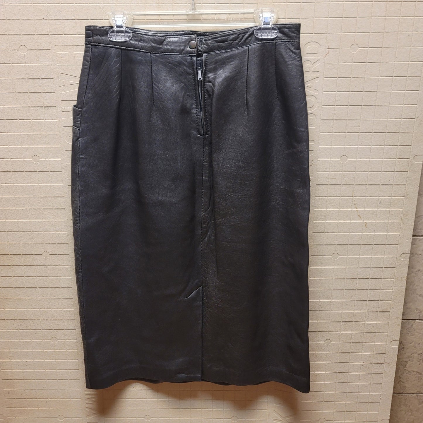 VINTAGE Carlop Piel Original Spain M/L Long black leather pencil Midi GOTH ROCK