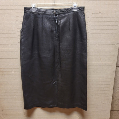 VINTAGE Carlop Piel Original Spain M/L Long black leather pencil Midi GOTH ROCK