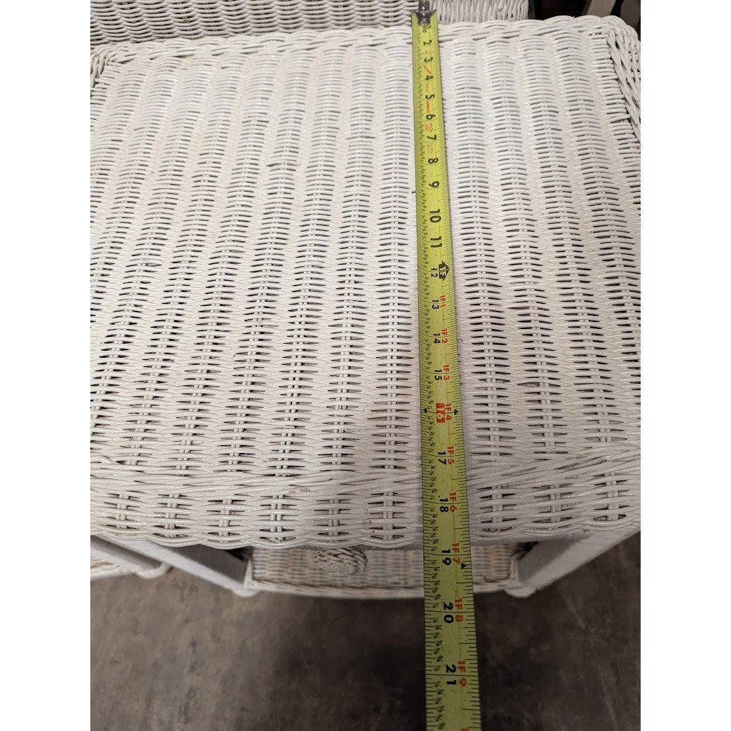 Secondhand Sandies: White Wicker Twim Headboard with 2 side end tables BEACH DECOR